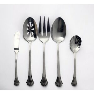 Wallace “Tiara” 5-Piece Stainless 18/8 Serving Hostess Flatware Set, Korea